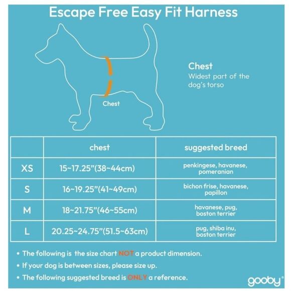 Gooby Escape Free Easy Fit Dog Harness Blue Medium 18 to 21.75 Inch Chest New - Picture 12 of 12